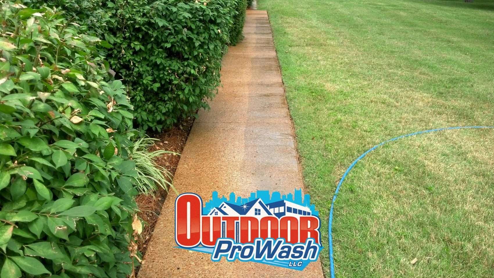 Home sidewalk power wash cleaning