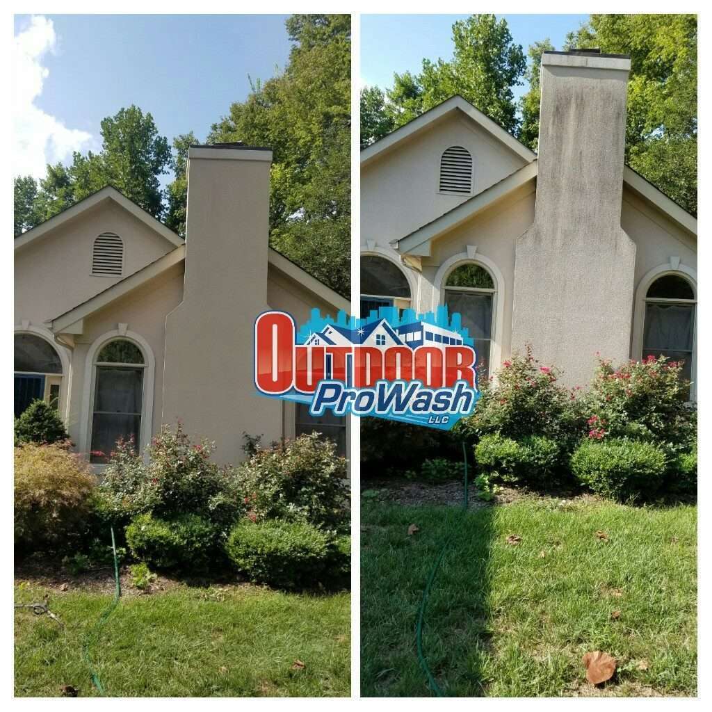 House before and after pressure washing.