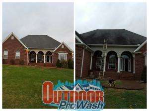 Side by side roof cleaning comparision