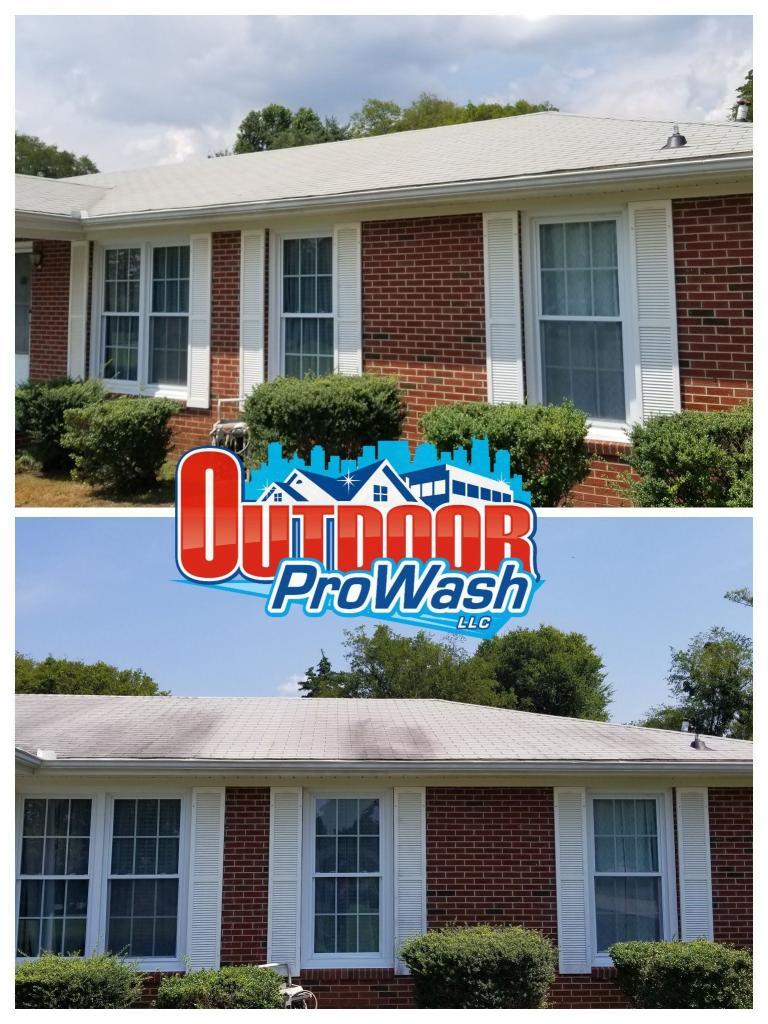 Bright colored roof before and after cleaning